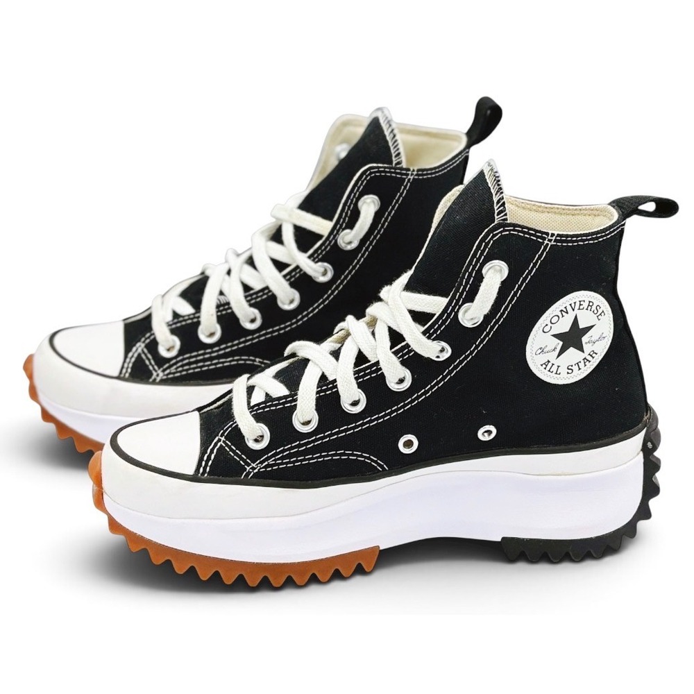 Converse Run Star Hike Platform Shoes Women's 7 Mens 5.5 Black White Gum 166800C